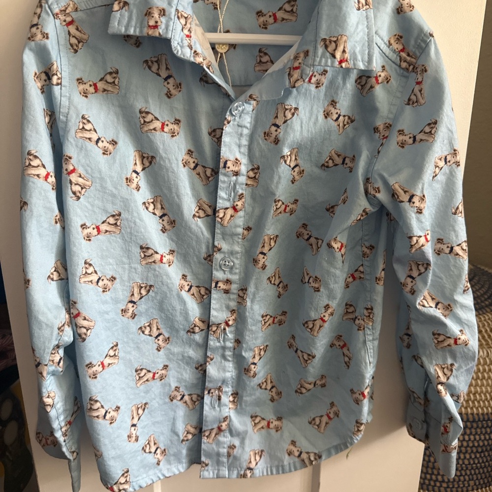 Rachel Riley Light Blue Shirt with Dog Print